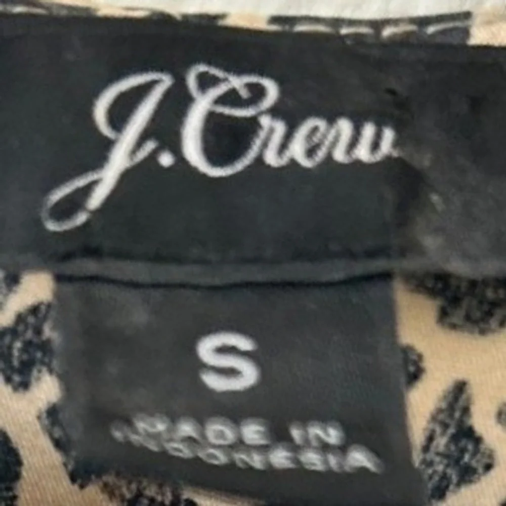 J.‎ Crew Preppy Leopard Print Cotton Puff Sleeve Ruffle Top Brown Tan Small